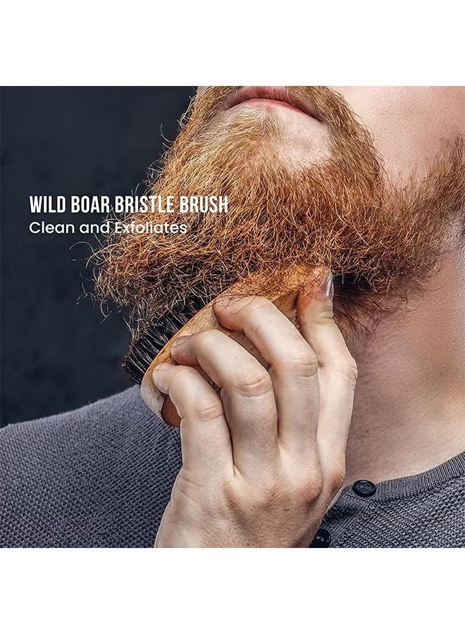 طقم مكون من قطعتين: فرشاة لحية خشبية ومشط للحية، يتضمن فرشاة بشعيرات خنزير ناعمة، ومشط من الخيزران ذو أسنان واسعة، لتمليس وتنعيم اللحية، مشط من الخيزران مزدوج الحركة - Image 3