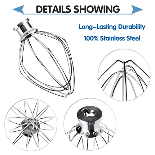 Moloudan Stainless Steel 6-Wire Whip Attachment for KitchenAid 3.5 Quart Tilt-Head Stand Mixer KSM3311 and KSM3316, Heavy Duty, Dishwasher Safe, 3.5-Qt Whisk Attachment Mixer Accessories - Image 4