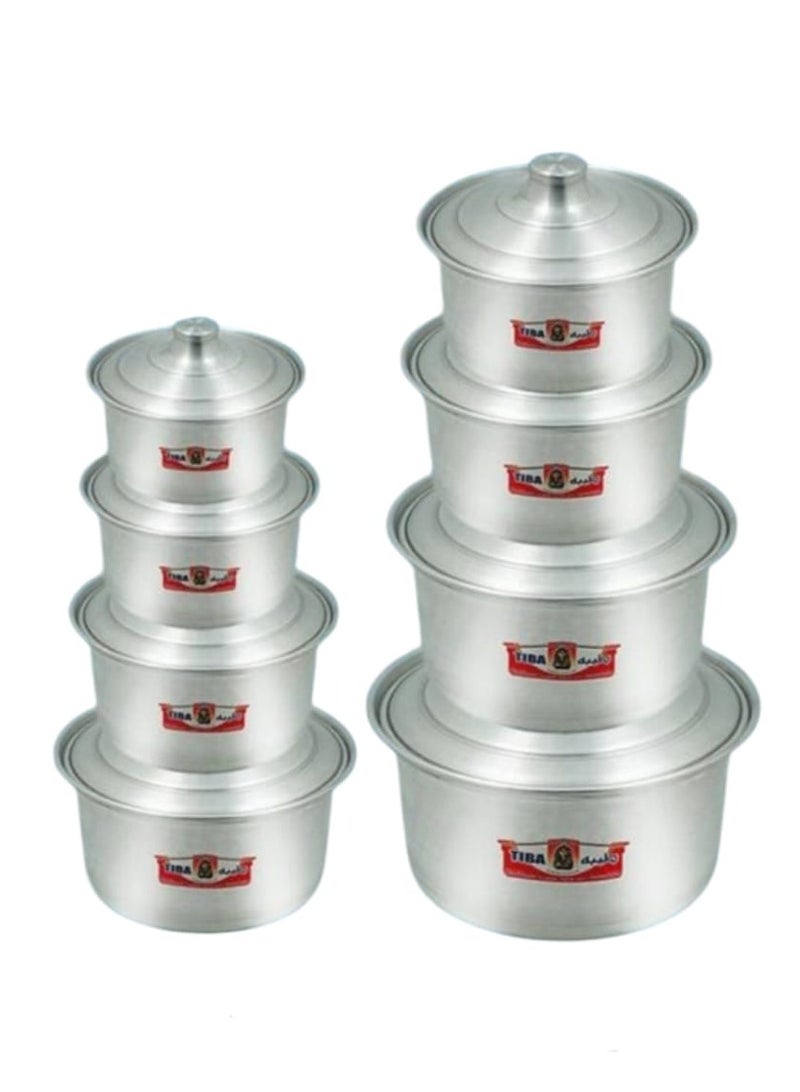 طيبة طقم قدور طيبه صناعية مصريه جوده عاليه مكون من 8 قطع فضي - Image 1