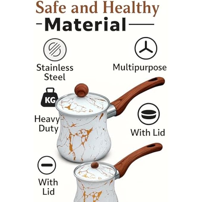 rayihni Turkish Coffee Pot Ibrik Stainless Steel With Lid HeavyDuty Multipurpose - Image 3