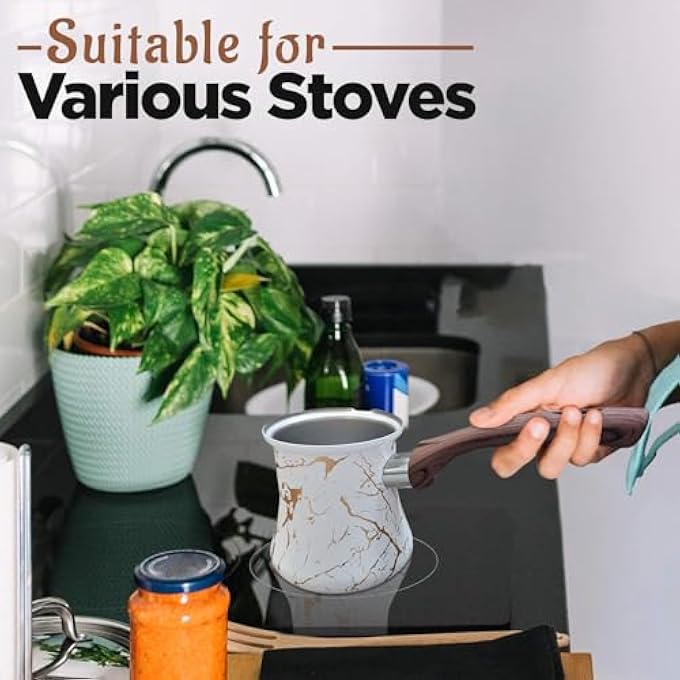 rayihni Turkish Coffee Pot Ibrik Stainless Steel With Lid HeavyDuty Multipurpose - Image 5