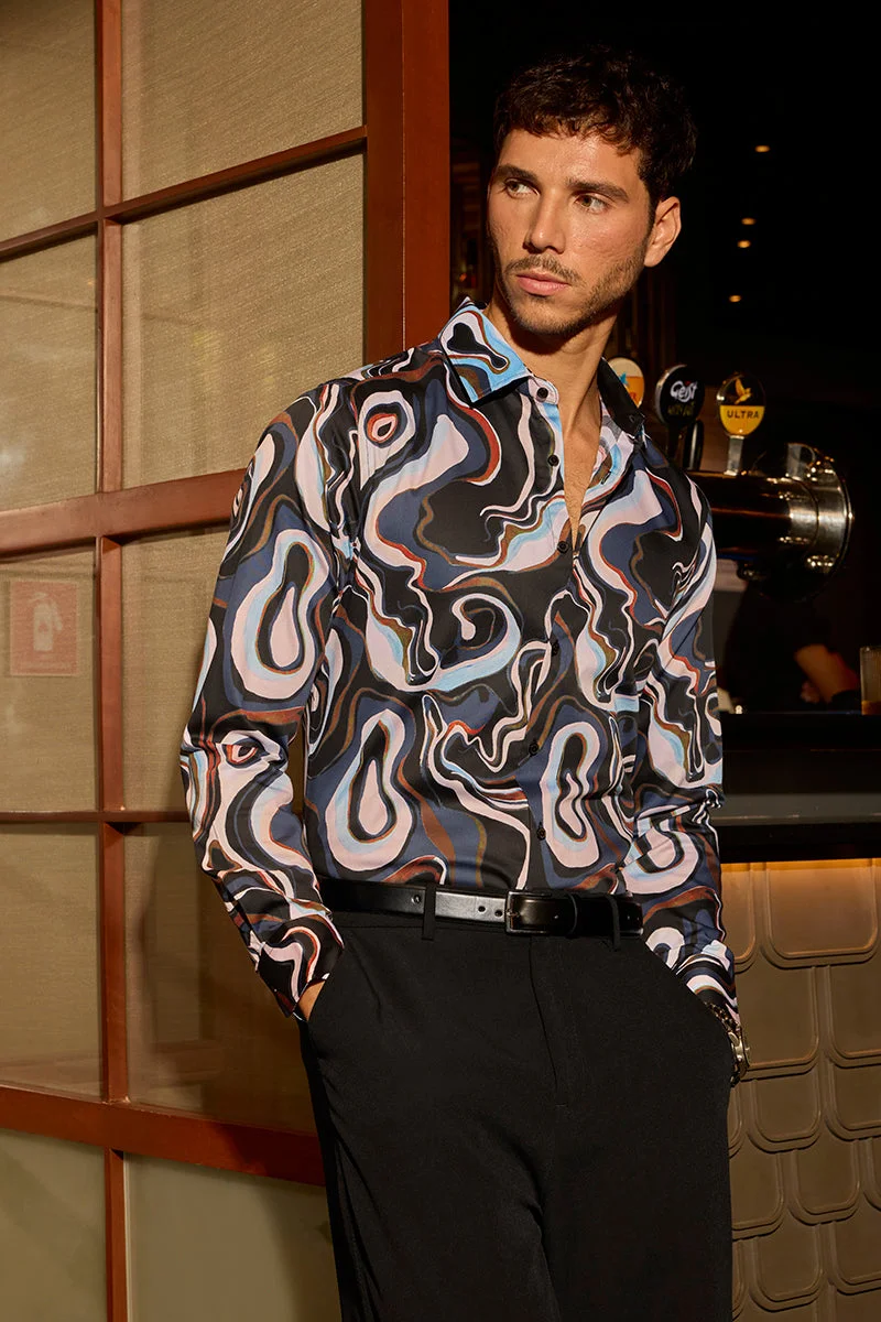 SNITCH Abstract Slim Fit Luxe Shirt