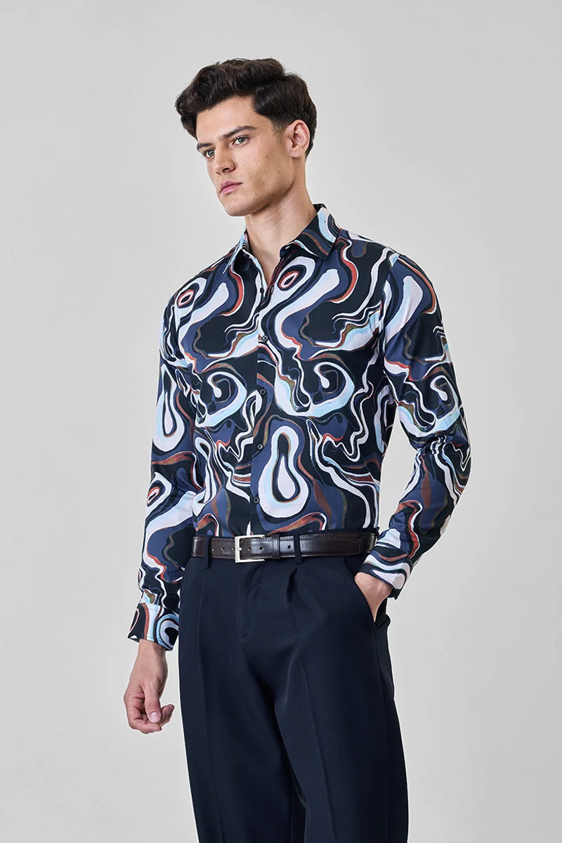 SNITCH Abstract Slim Fit Luxe Shirt