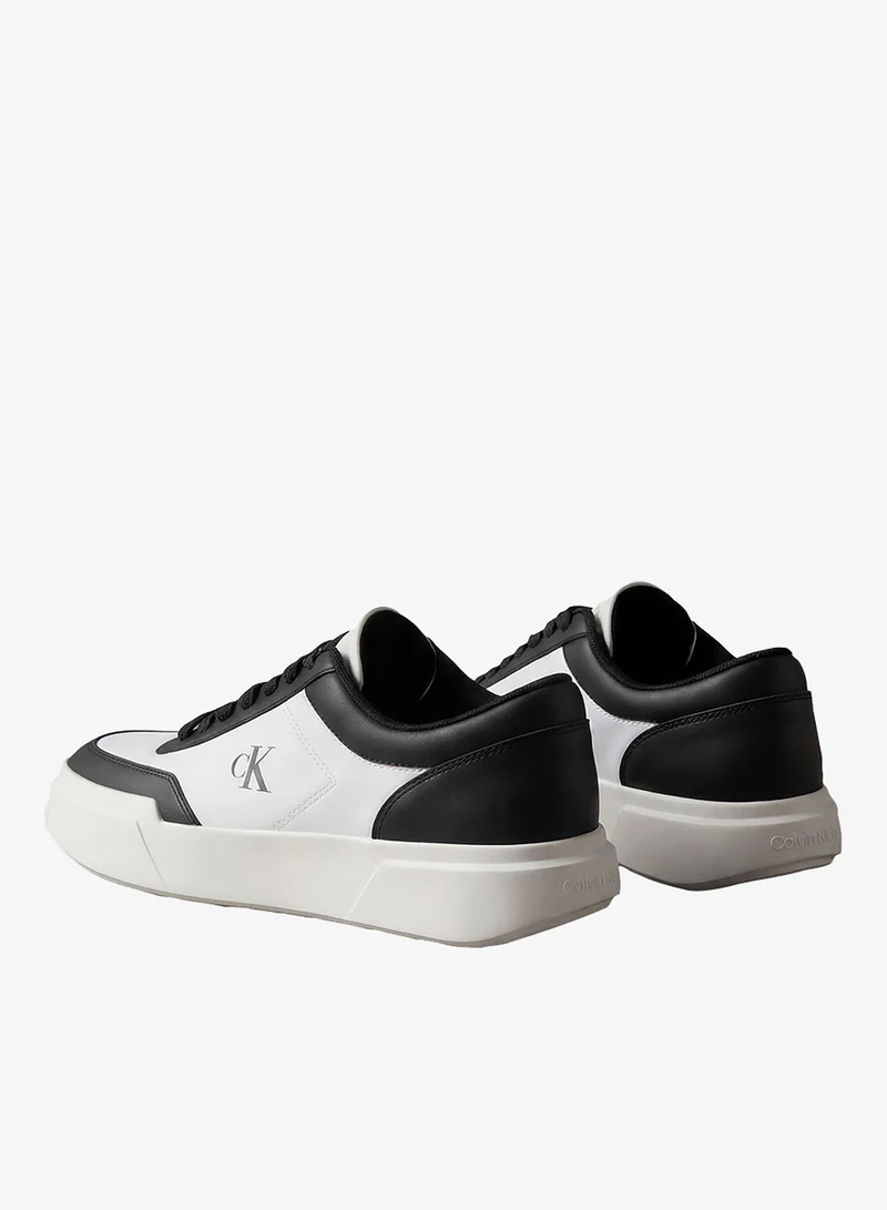 Calvin Klein Bright White/Black Leather Cupsole Sneakers for Men | Best Price UAE
