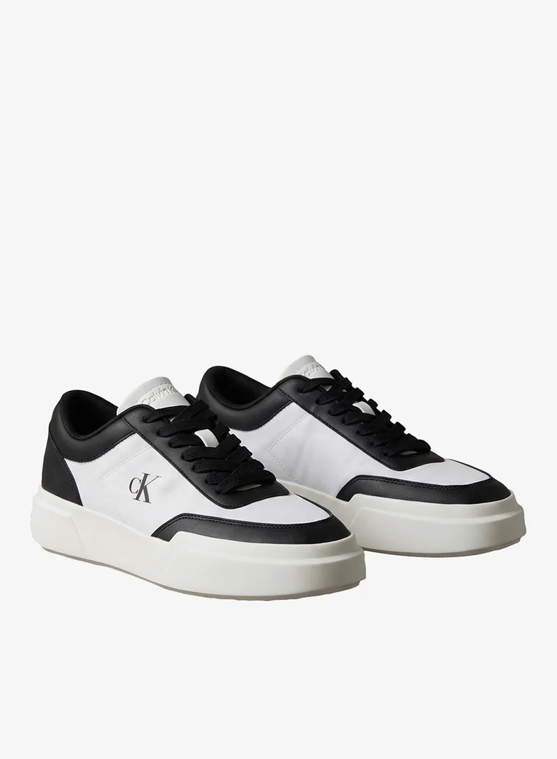 Calvin Klein Bright White/Black Leather Cupsole Sneakers for Men | Best Price UAE