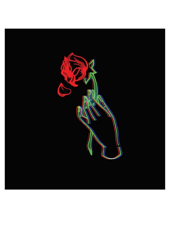 RYN Flower Themed Wall Art Black/Green/Red 30x30cm - Image 2