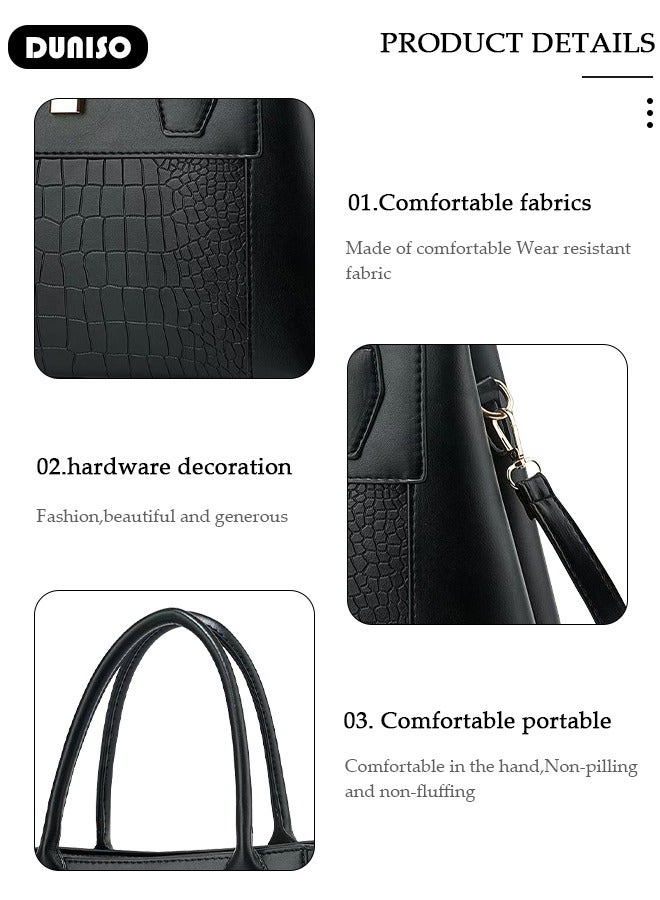 DUNISO 2PCS Women's Shoulder Tote Bag Set,Large Capacity Crossbody Bag,Shoulder Bag with Adjustable Shoulder Strap,Fashion Tote Bags Purse Bag Set for Women/Ladies Office Travel Daily Bag - Image 4