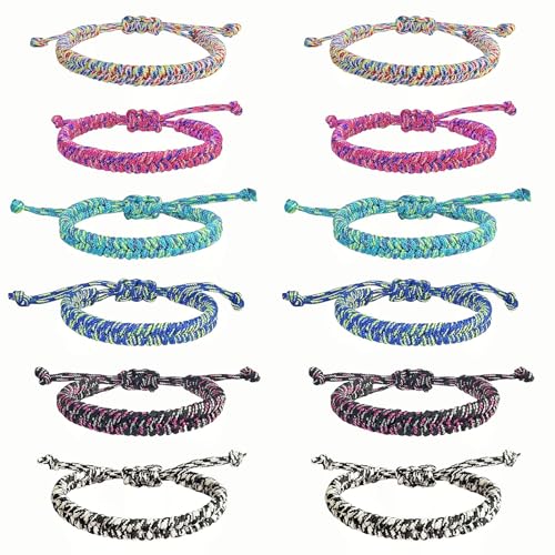 YANMIN 12 pcs Braided Friendship Bracelets for Teen Girls Colorful Paracord Bracelets Set Handmade Goody Bag Stuffers Easter Basket Filler Tween Teenager Birthday Christmas Camping Party Favors - Image 1