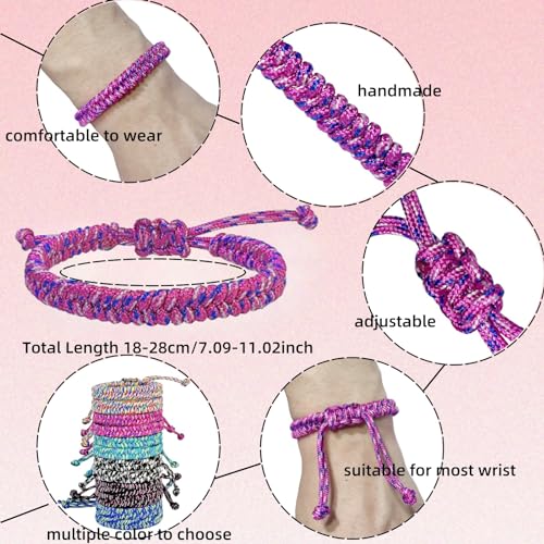 YANMIN 12 pcs Braided Friendship Bracelets for Teen Girls Colorful Paracord Bracelets Set Handmade Goody Bag Stuffers Easter Basket Filler Tween Teenager Birthday Christmas Camping Party Favors - Image 5