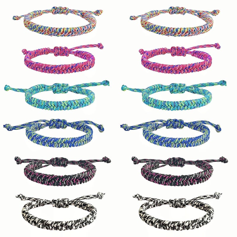 YANMIN 12 pcs Braided Friendship Bracelets for Teen Girls Colorful Paracord Bracelets Set Handmade Goody Bag Stuffers Easter Basket Filler Tween Teenager Birthday Christmas Camping Party Favors - Image 3