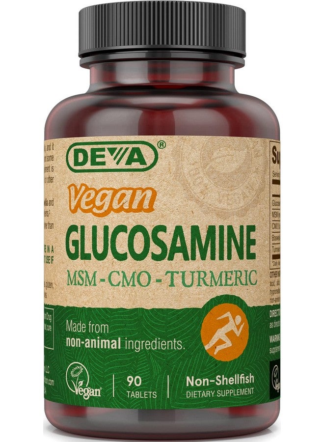 Deva Vegan Glucosamine-MSM-CMO & Turmeric Supplement - Gluten Free Plant Based Nutritional Supplement - 90 Tablets, 1-Pack - Image 1