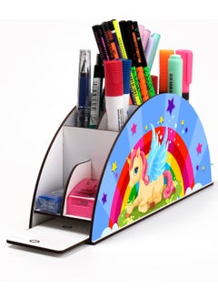 KutuTR Wooden Vip Rainbow Series Desktop Pen Holder with Ruler Organizer for Children Mounted Boxed  - Image 1