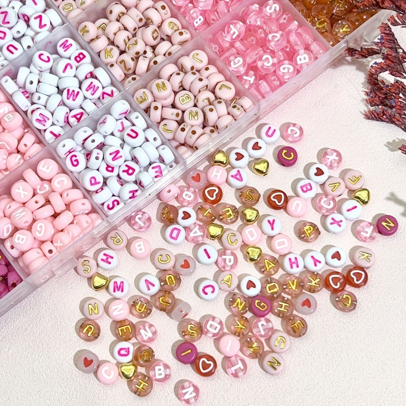 Multicolor 450pcs Beading Kit Pink Series Letter and Heart Acrylic Beads for Jewelry Making - Image 5