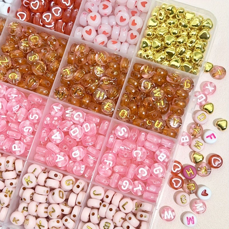 Multicolor 450pcs Beading Kit Pink Series Letter and Heart Acrylic Beads for Jewelry Making - Image 3