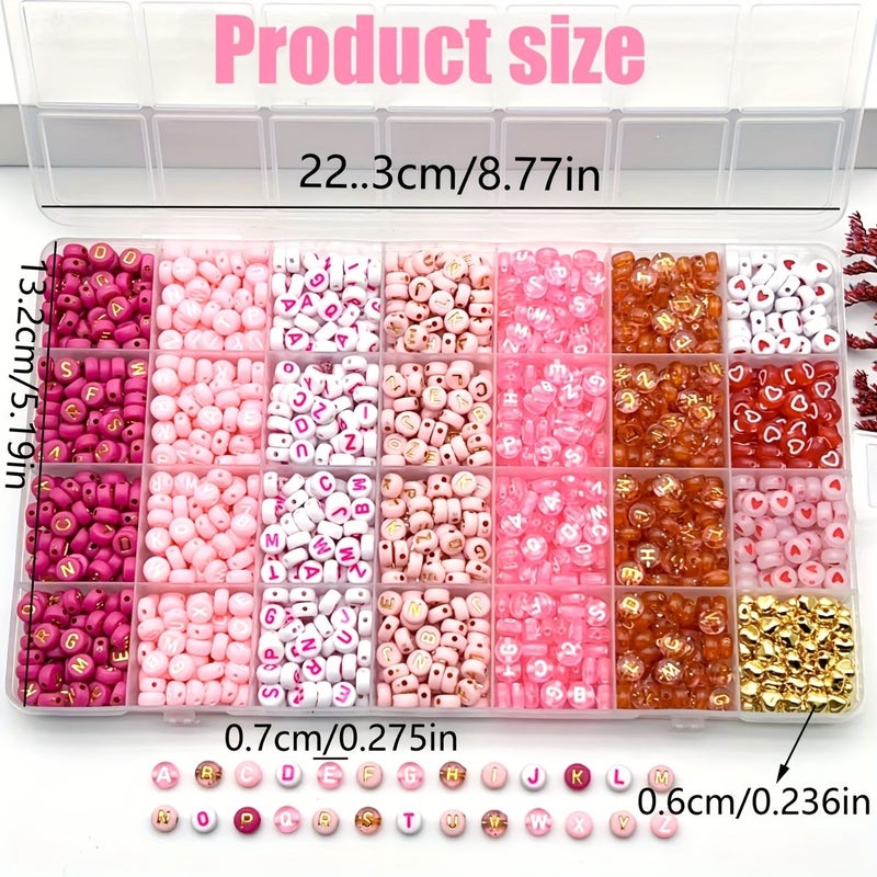 Multicolor 450pcs Beading Kit Pink Series Letter and Heart Acrylic Beads for Jewelry Making - Image 4