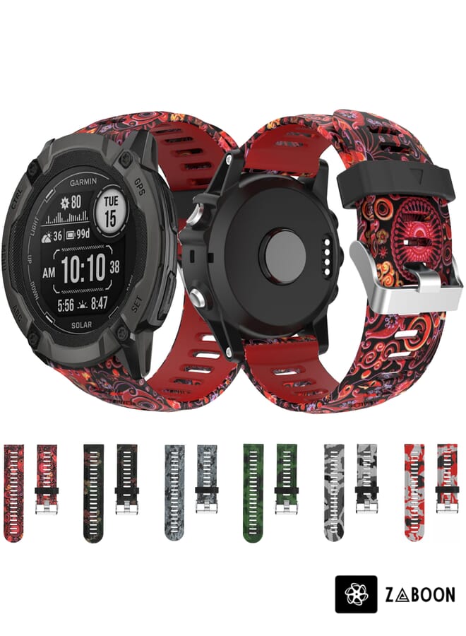 Zaboon Garmin Instinct 2X Solar 26mm Camouflage Printed Silicone Watch Band - Image 3