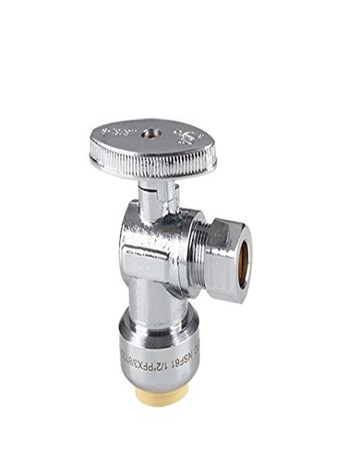 EFIELD 4-Pack EFIELD Push Fit 1/4 Turn Stop Valve Water Shut Off 1/2 Push x 3/8 Inch Compression With Disconnect Clip, Chrome Plated,(PF131) - Image 3