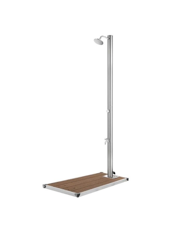 vidaxl vidaXL Garden Shower with Brown Base 220 cm Stainless Steel  - Image 1