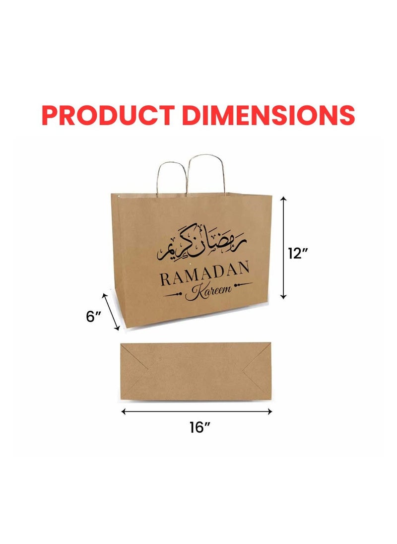 PRINTSHOP4ME 25Pcs Ramadan Kareem Kraft Brown Paper Gift Bags With Twisted Paper Handle Eco-Friendly ReUseable Biodegradeable Bags -Shopping Bag  - Image 3