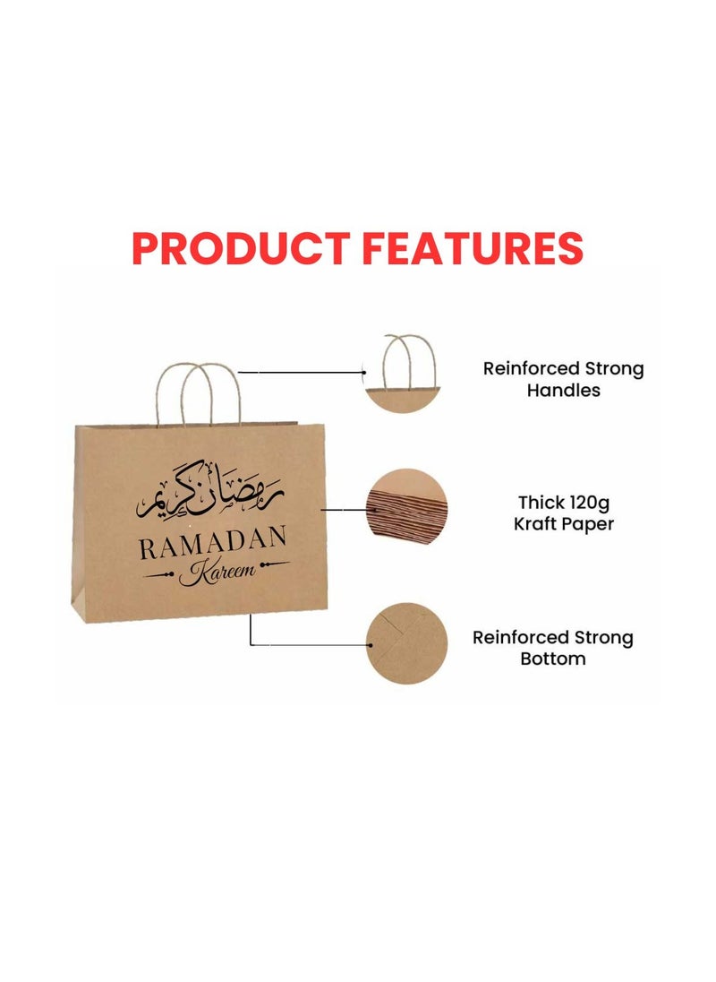 PRINTSHOP4ME 25Pcs Ramadan Kareem Kraft Brown Paper Gift Bags With Twisted Paper Handle Eco-Friendly ReUseable Biodegradeable Bags -Shopping Bag  - Image 5