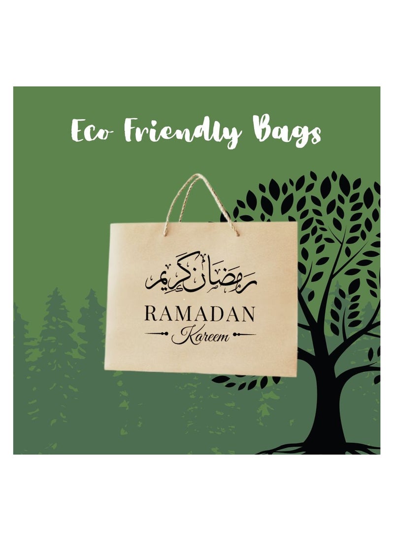 PRINTSHOP4ME - 25Pcs Ramadan Kareem Kraft Brown Paper Gift Bags With Twisted Paper Handle Eco-Friendly ReUseable Biodegradeable Bags -Shopping Bag - Image 1