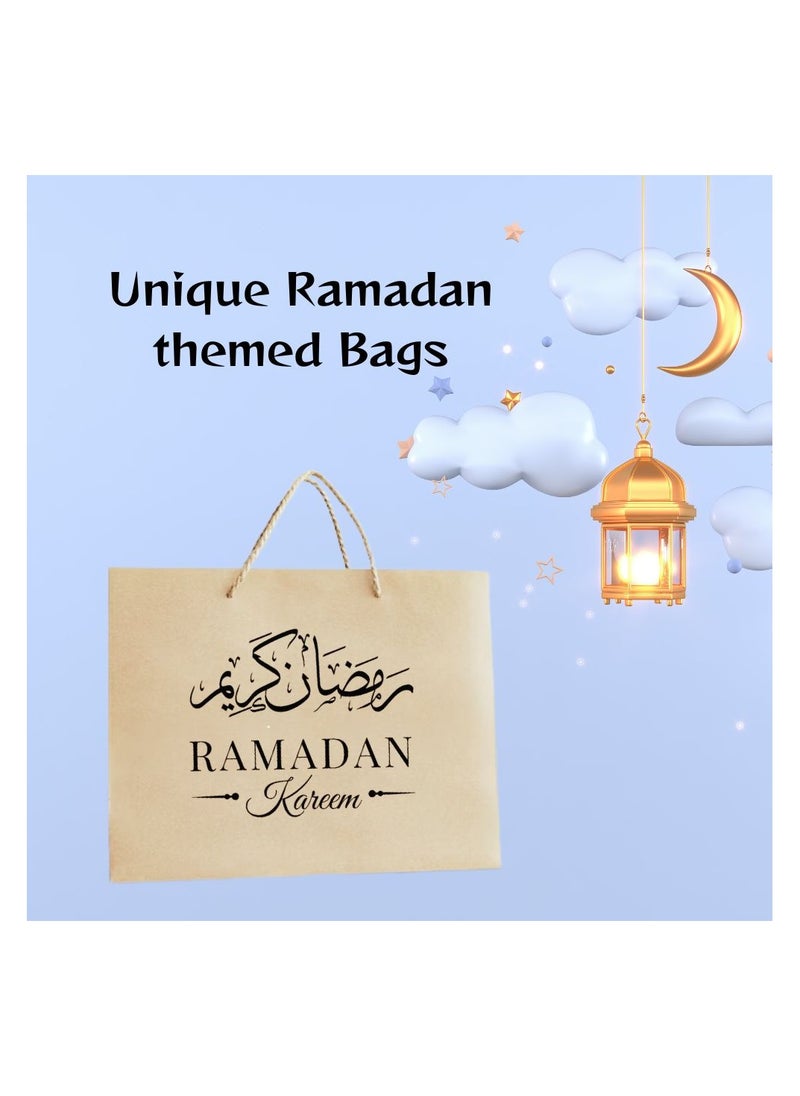 PRINTSHOP4ME - 25Pcs Ramadan Kareem Kraft Brown Paper Gift Bags With Twisted Paper Handle Eco-Friendly ReUseable Biodegradeable Bags -Shopping Bag - Image 1