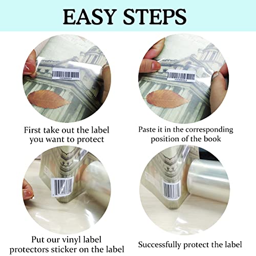 SMARSTICKER 1000 Pcs Clear Waterproof Label Protector Shields-1 1/2"Hx3 1/2"W Gloss Finish Vinyl Transparent Address Library Book Repair Tape Label Rectangular Numbers Barcode Shields in Office Class Supermarket - Image 3