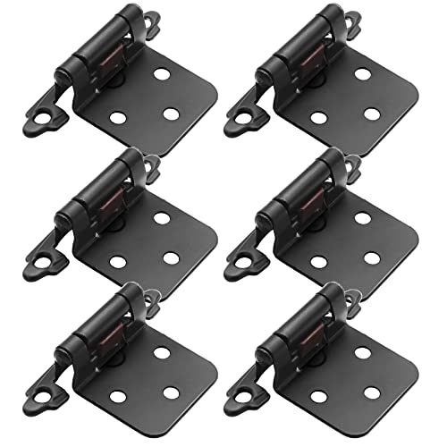 Donanim Matte Black 12 Overlay Cabinet Hinges 6 Pack 3 Pairs Self Closing Hinges for Kitchen Cabinet Doors - Image 1