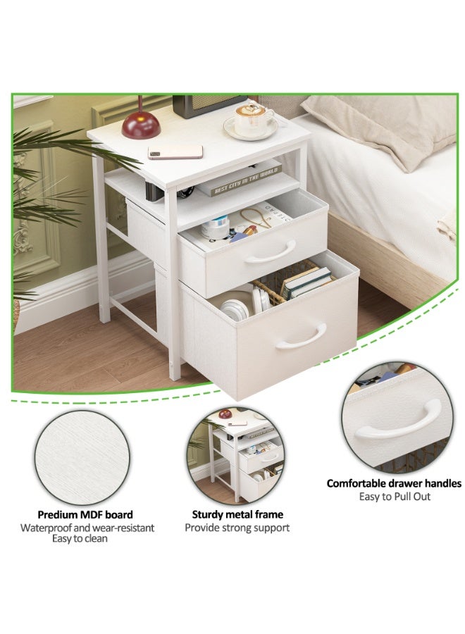 Canadel Nightstand with 2 Fabric Drawers & Open Shelf, Bedside Table with Waterproof MDF Top, End Table for Bedroom Living Room Home Furniture - Image 3