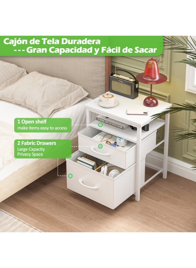 Canadel Nightstand with 2 Fabric Drawers & Open Shelf, Bedside Table with Waterproof MDF Top, End Table for Bedroom Living Room Home Furniture - Image 5
