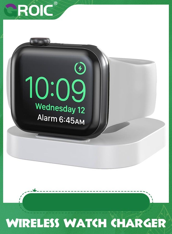 GROIC White Fast Charging Stand for Apple Watch, Magnetic Wireless Watch Charger Base Dock with Charging Cable Compatible with iWatch Series Ultra SE 8/7/6/5/4/3/2/ 49mm/44mm/42mm/41mm/40mm/38mm  - Image 1