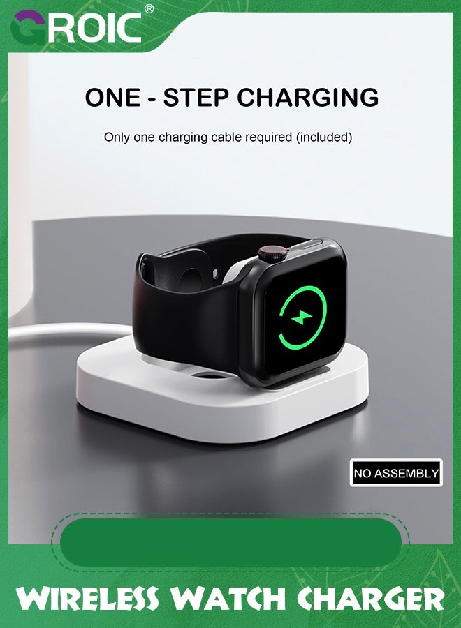 GROIC White Fast Charging Stand for Apple Watch, Magnetic Wireless Watch Charger Base Dock with Charging Cable Compatible with iWatch Series Ultra SE 8/7/6/5/4/3/2/ 49mm/44mm/42mm/41mm/40mm/38mm  - Image 3