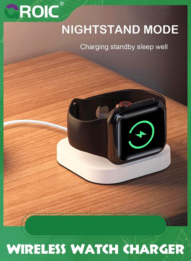 GROIC White Fast Charging Stand for Apple Watch, Magnetic Wireless Watch Charger Base Dock with Charging Cable Compatible with iWatch Series Ultra SE 8/7/6/5/4/3/2/ 49mm/44mm/42mm/41mm/40mm/38mm  - Image 4