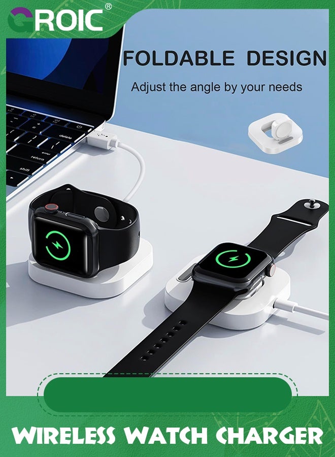 GROIC White Fast Charging Stand for Apple Watch, Magnetic Wireless Watch Charger Base Dock with Charging Cable Compatible with iWatch Series Ultra SE 8/7/6/5/4/3/2/ 49mm/44mm/42mm/41mm/40mm/38mm  - Image 2