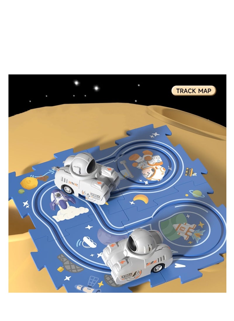 SYOSI - Puzzle Track Car Play Set, Puzzle Racer Kids Car Track Set for Children's Educational, kids' play vehicles Kids Car Track Toy, Car Race Track Toy for 2-6 Year Old Boys Birthday Gifts (Space Theme) - Image 1