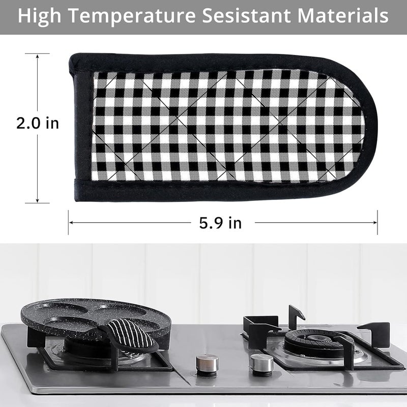 Leadiy Cast Iron Skillet Handle Covers,Pot Handle Covers Heat Resistant,Pot Holders for Kitchen Heat Resistant,Machine Washable Handle Mitts 2 PCS(Plaid) - Image 5