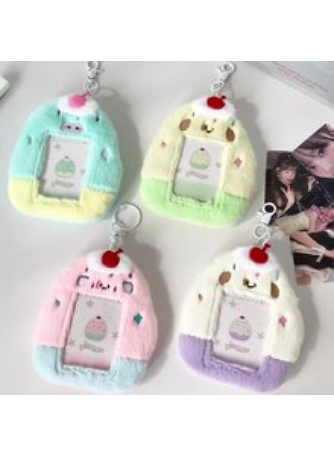 NIBEMINENT 1 - Piece Ice Cream Plush Kpop Photo Card Holder Pendant Key Chain ID Badge Holder ID Card Holder Photo Card Protector for School ID Office ID Access Card for Women Girls - Image 2