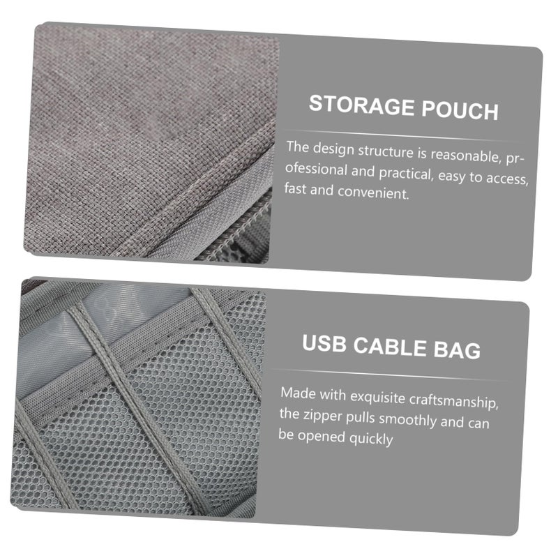 Gray USB Storage Organizer Bag For Flash Drives Cables And Accessories Travel Home Use - Image 4