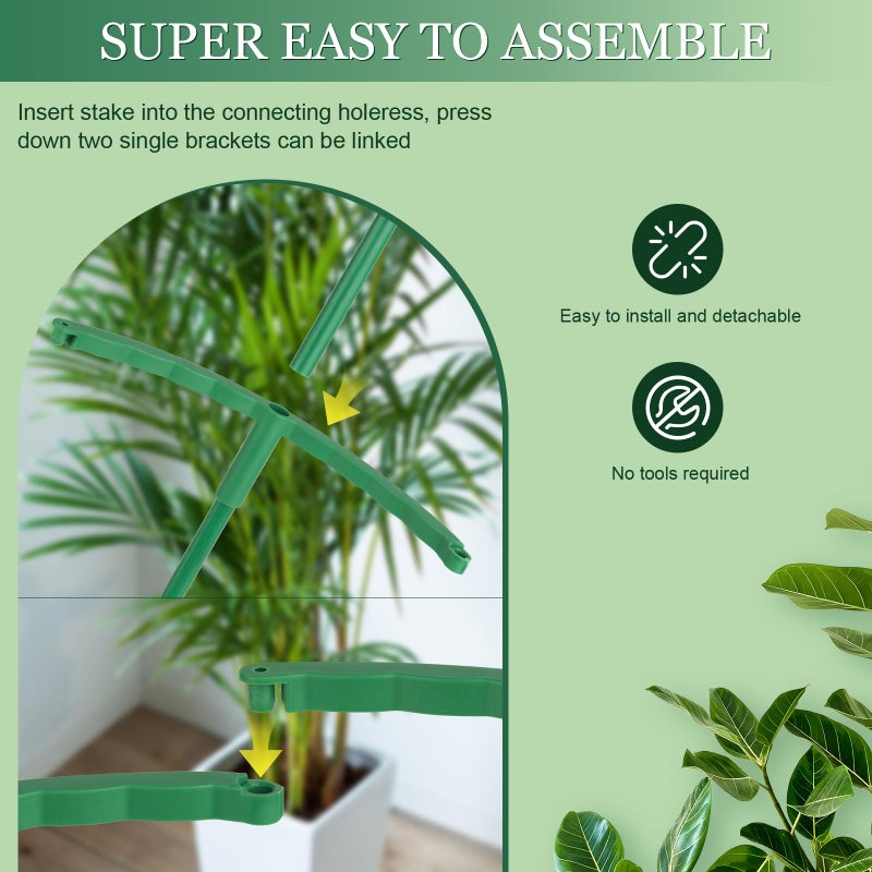 First-zgel 24Pcs Plant Support Stakes, Half Round Plant Stakes for Indoor Plants, Stackable Garden Flower Support, Plant Cages for Tomato,Monstera, Peony, Hydrangea, Climbing Plants - Image 5