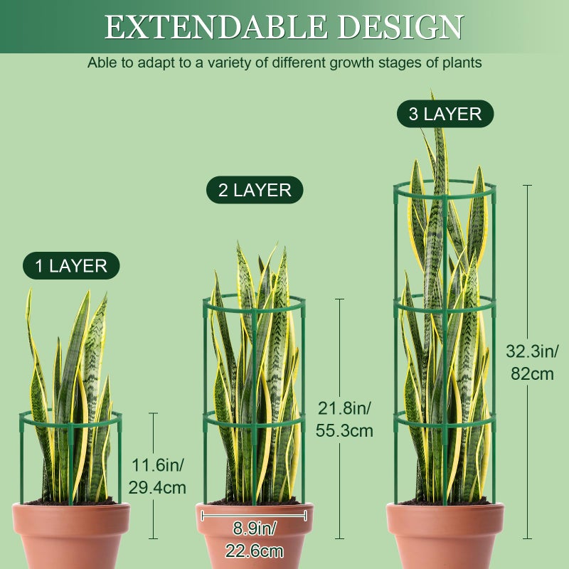 First-zgel 24Pcs Plant Support Stakes, Half Round Plant Stakes for Indoor Plants, Stackable Garden Flower Support, Plant Cages for Tomato,Monstera, Peony, Hydrangea, Climbing Plants - Image 2