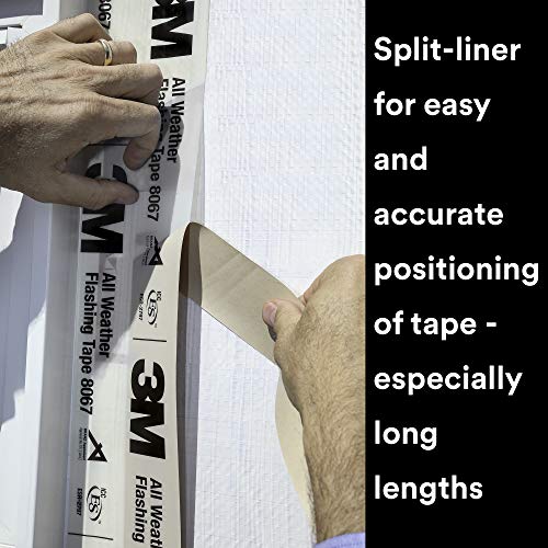 3M All Weather Flashing Tape 8067, 2 in x 75 ft, 1 Roll, Adhesive Backed Split Liner, Prevents Moisture Intrusion, Waterproof Flashing Seals Doors, Windows, Openings in Wood Frame Construction, Tan - Image 5