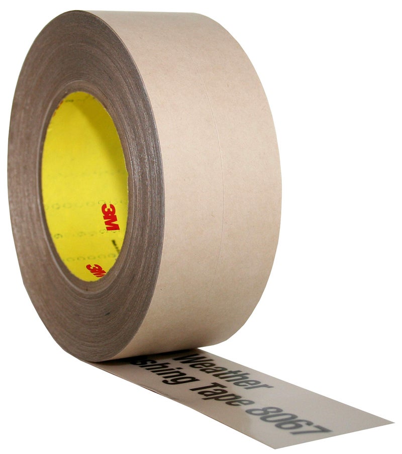 3M All Weather Flashing Tape 8067, 2 in x 75 ft, 1 Roll, Adhesive Backed Split Liner, Prevents Moisture Intrusion, Waterproof Flashing Seals Doors, Windows, Openings in Wood Frame Construction, Tan - Image 1