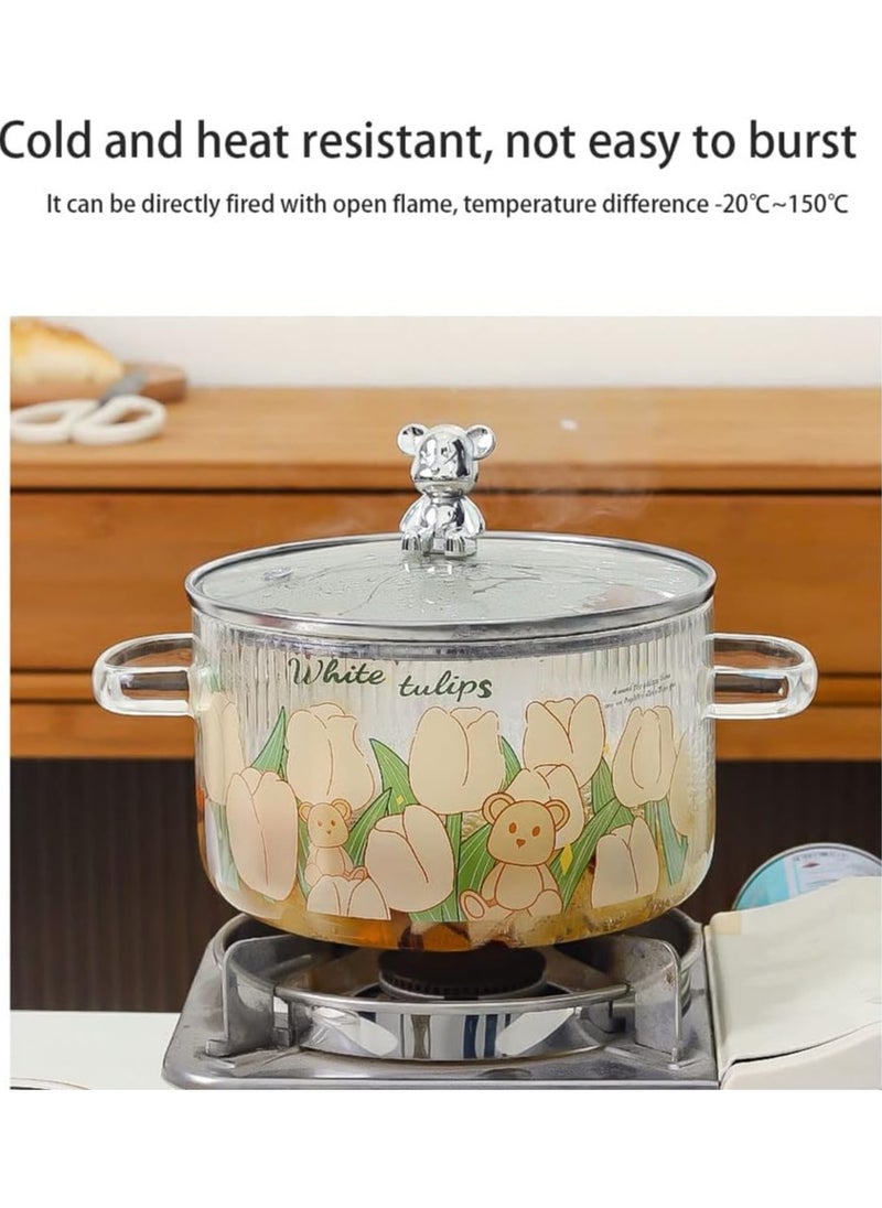 Generic - A thermal glass cooking pot placed directly on the fire with a heat-insulating lid handle in the shape of a golden deer. A healthy thermal prosilica glass cooking pot with a distinctive golden touch. - Image 1