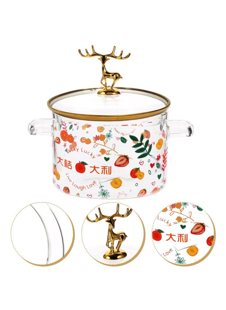 Generic - A thermal glass cooking pot placed directly on the fire with a heat-insulating lid handle in the shape of a golden deer. A healthy thermal prosilica glass cooking pot with a distinctive golden touch. - Image 1