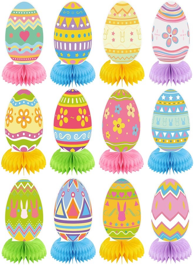 Weekgrat 12 Pcs Happy Easter Honeycomb Centerpieces for Tables 3D Easter Rabbit Egg Bunny Centerpiece Table Decorations for Spring Holiday Birthday Photo Prop Party Supplies Tiered Tray Decor - Image 1