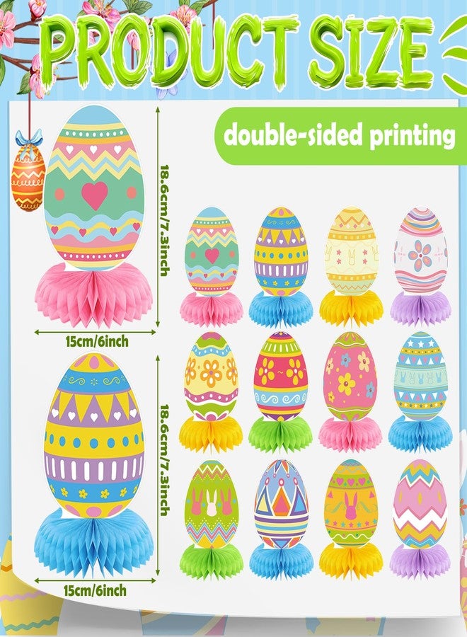 Weekgrat 12 Pcs Happy Easter Honeycomb Centerpieces for Tables 3D Easter Rabbit Egg Bunny Centerpiece Table Decorations for Spring Holiday Birthday Photo Prop Party Supplies Tiered Tray Decor - Image 2