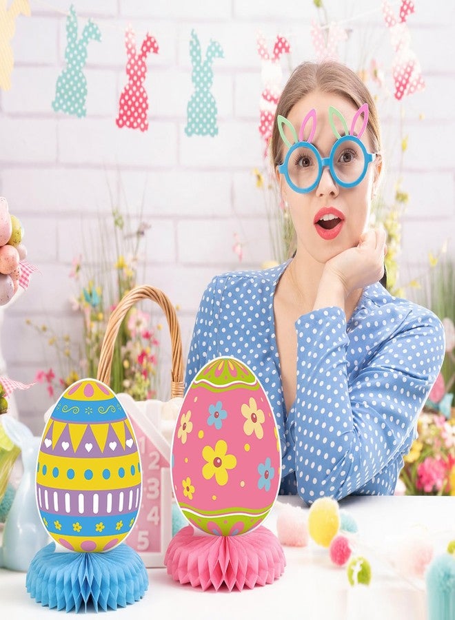 Weekgrat 12 Pcs Happy Easter Honeycomb Centerpieces for Tables 3D Easter Rabbit Egg Bunny Centerpiece Table Decorations for Spring Holiday Birthday Photo Prop Party Supplies Tiered Tray Decor - Image 3