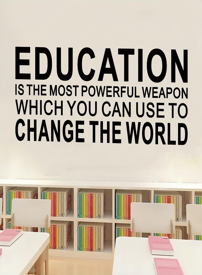 AnFigure Motivational Quotes Wall Stickers for Classroom: Inspirational Vinyl Art Wall Decals for Library School - Education Change The World 23" X 9" - Image 1