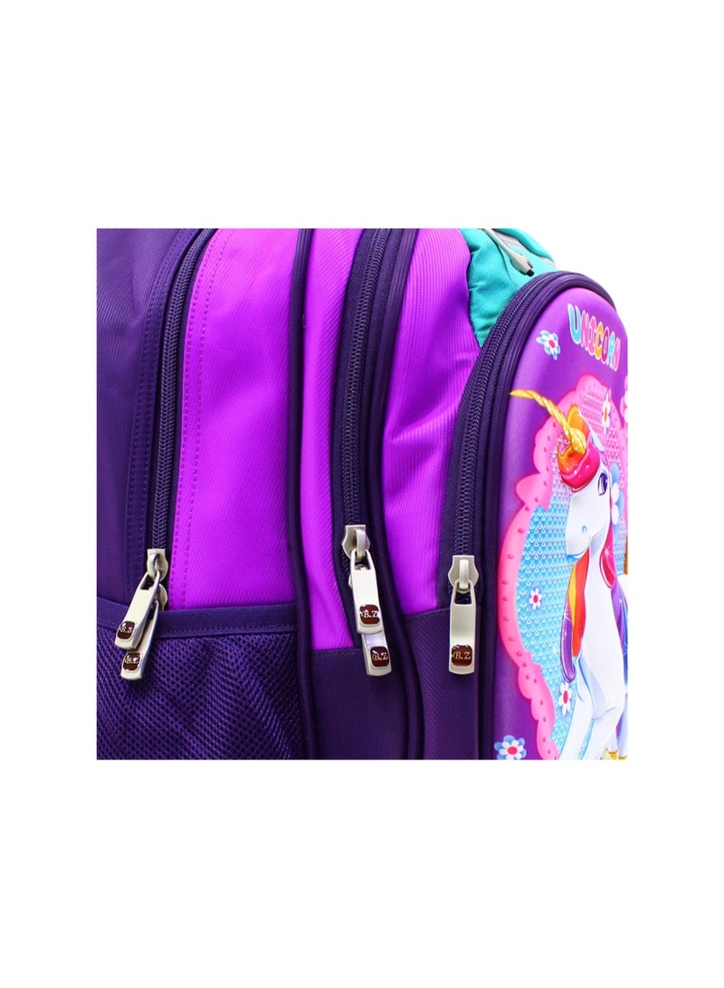 BZ Unicorn Trolley Bag 16.5 Inches – Purple - Image 3