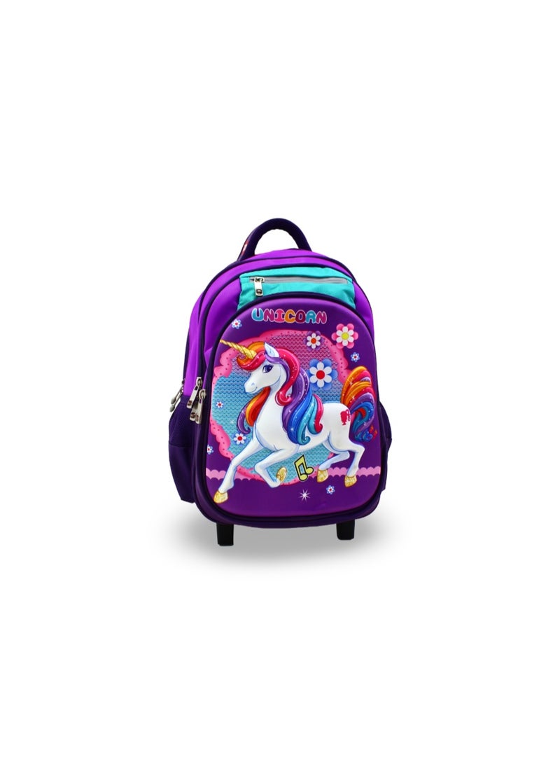 BZ Unicorn Trolley Bag 16.5 Inches – Purple - Image 1